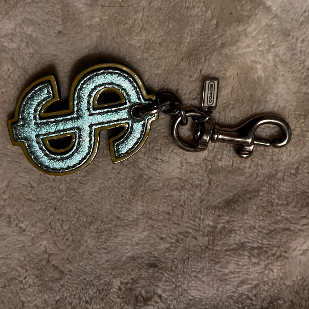 **VINTAGE**RARE** Coach GREEN/BLUE Dollar Sign Keychain/FOB! (early 2000s aprox)